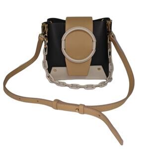 Yuzefi Delila Mini Bag Black Tan Colorblock Leather Crossbody& Chain Strap Spain